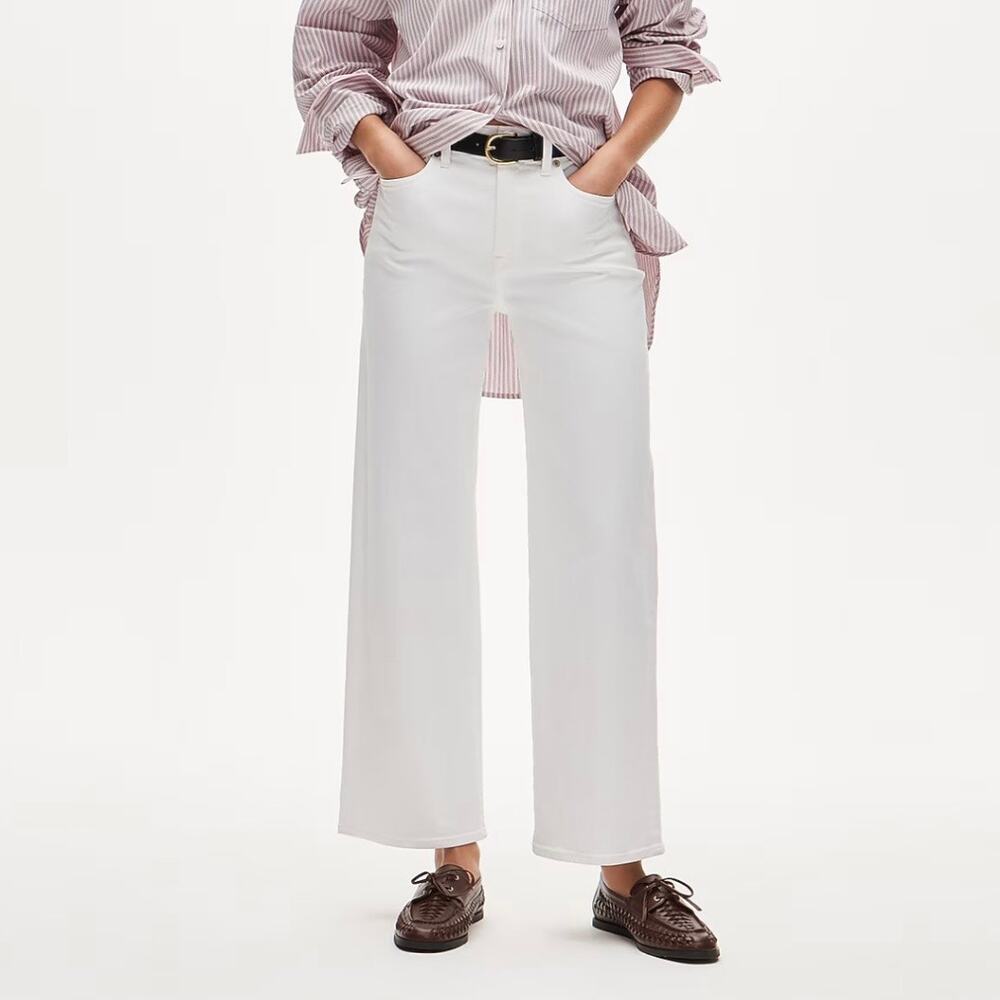 J Crew Slim Wide Leg Ankle Jean Raw Hem Women's 26 Petite White